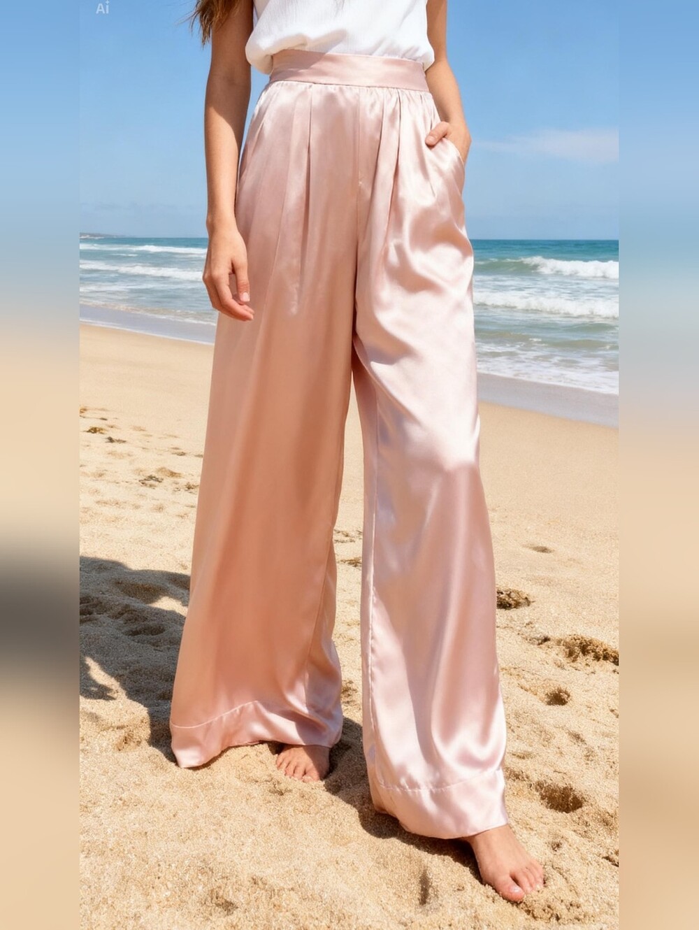 Nation LTD Satin Wide-Leg Pull-On Pants Size S